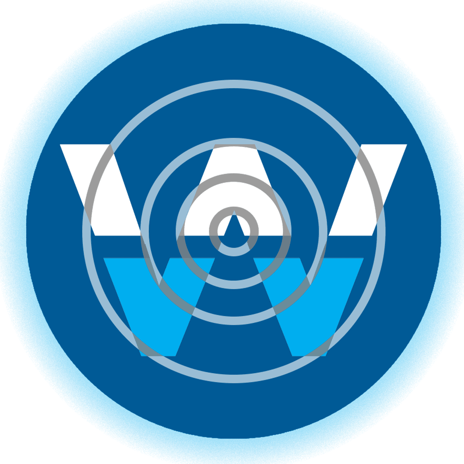 Waking Words emblem— concentric rings and letterforms, wide graphic mark